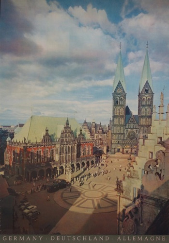 Bremen Alemania Plaza Del Mercado Año 1935- Lámina 45x30 Cm.