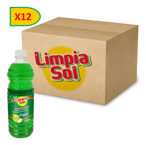 Limpia Sol Desinfectante Manzana Verde 1000ml (x12 Unid)