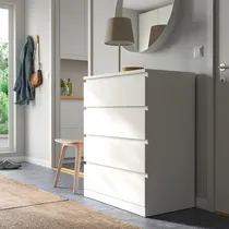 Comprar Comoda 4 Cajones Amplio  Mueble Melamina Blanco Dormitorio