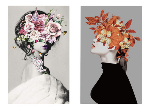 2 Piezas Flores Modernas Mujer Pintura Arte De Forma Para La | Cuotas sin  interés