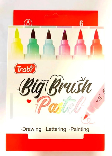 Marcadores Trabi Big Brush X 6 Colores Pastel Punta Pincel