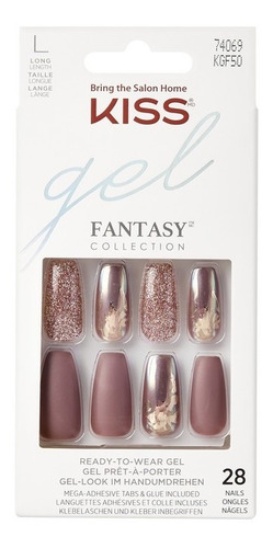 Uñas Glue-on Kiss Glam Fantasy - Copper