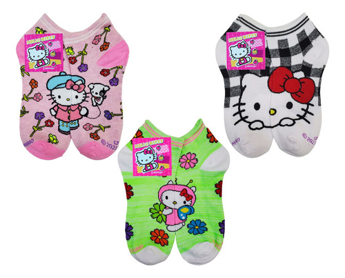 Calcetines Tines Cortos Hello Kitty Algodón 23-27 Cm 6 Pares
