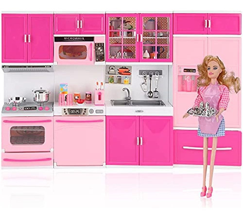 Mini Juego De Lujo My Modern Kitchen Con Muñeca | Pink Kitch