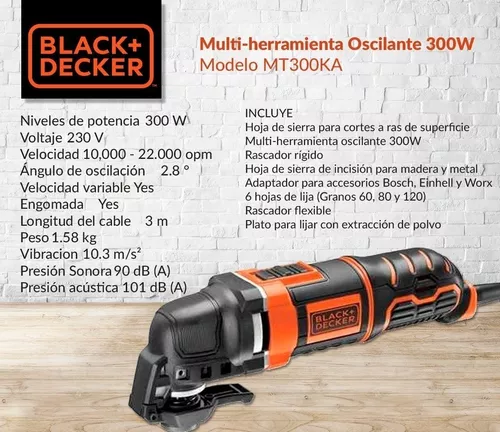 Sierra Oscilante 300w + Accesorios + Bolso MT300K Black+Decker