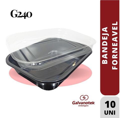 Bandeja Forneavel Com Tampa 800ml G240 Galvanotek C/10 Un