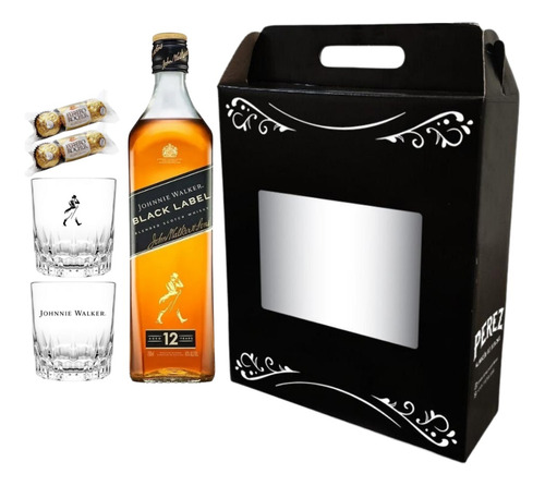 Johnnie Walker Black Label +vasos +chocolates - Perez Tienda