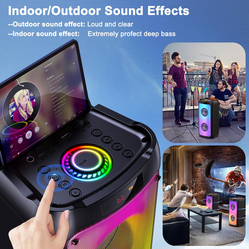 Máquina De Karaokê Hwwr Com 2 Microfones Sem Fio Bluetooth