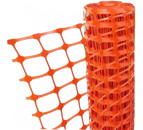 Malla Red Naranja Plástica Obra Valla Seguridad 1m X 50m 