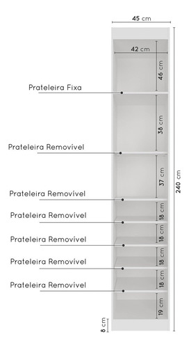 Guarda Roupa Modulado De Canto Com Espelho 6 Portas 3 Peças