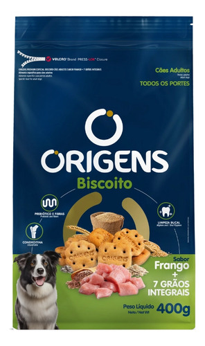  Biscoito Para Cães Adultos Frango + 7 Grãos 400g Origens