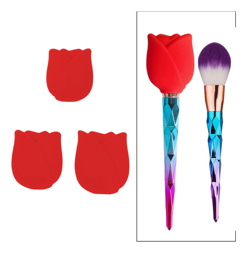 3 Fundas Portátiles De Silicona Para Brochas De Rojo