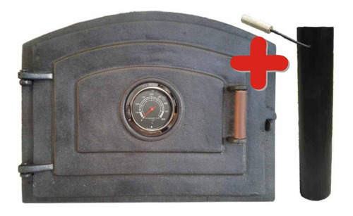 Imagen 1 de 10 de Combo Puerta Horno De Barro Fundición + Pirómetro + Chimenea