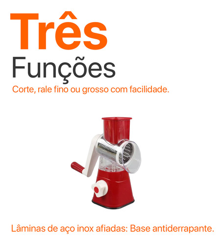 Multiprocessador 3 Em 1 Cortador Ralador Fatiado Manivela