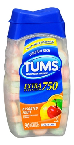 Tums E-x 750 Comprimidos De Frutas Surtidas 96 Comprimidos (