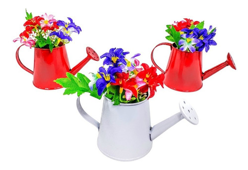 Imagem 1 de 5 de 3 Mini Flores Artificiais + Regadores  - Mini Rosinhas Mesas