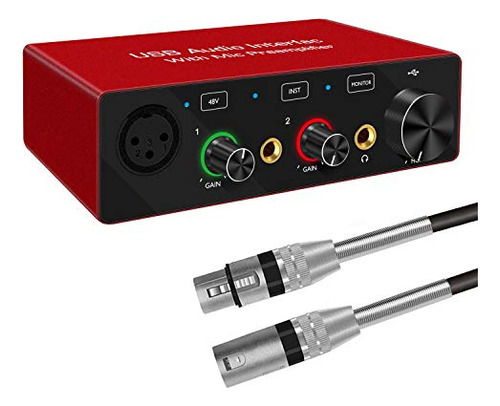 Interfaz De Audio Usb Con Preamplificador De Micrófono Inter