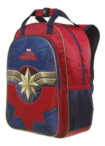 Mochila Dmw 11644 Capitã Marvel Logo Escolar Creche Cor Vermelho