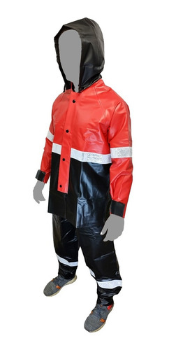 Imagen 3 de 4 de Impermeable Rojo Para Motociclista C/reflejantes Impermexa-