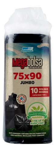 Polpusa Megabolsa Negra De Basura 75x90 Cm