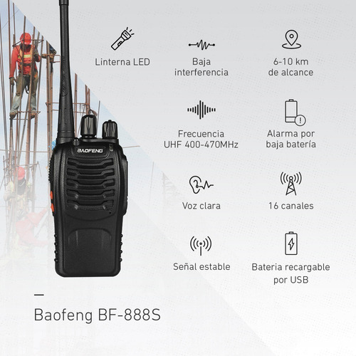 Imagen 5 de 10 de Kit X 4 Handy Baofeng Radio Walkie Talkie Bf888s 16ch - Uhf