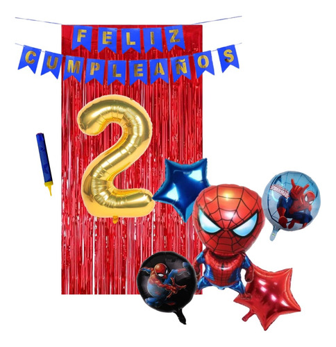 Set Cumpleaños Spiderman Globos + Decoración