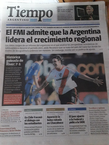 Diario Tiempo Argentino 06 10 2011 River Steve Jobs