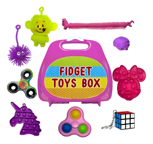 Valija Llena De Juguetes Fidget Antiestres Spinner Popit Box