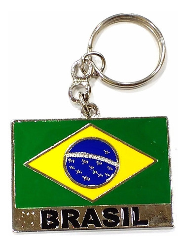 Kit 12 Chaveiros Bandeira Do Brasil Em Metal 5x4cm Souvenir
