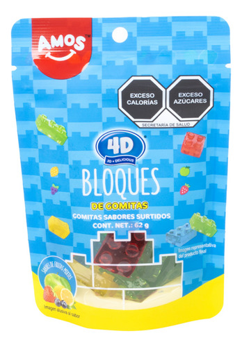 Gomitas En Bloques Sabor Frutas, Amos, 62 G
