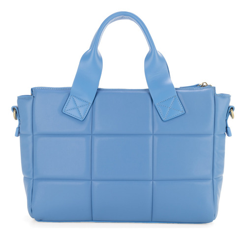 Bolsa Tote Cloe Para Mujer Diseño Acolchado Con Parche Color Azul