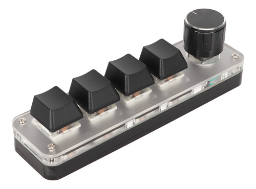 Teclado De Uma Mão De 4 Teclas Usb Mini Key Knob Azul Rgb