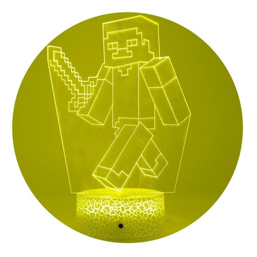 Lámpara 3d Steve Espada De Diamante- Minecraft