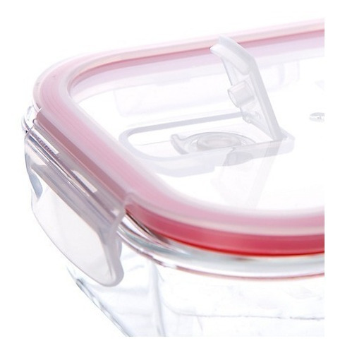 Hermetico Cuadrado Pyrex Vidrio 500ml Easy Vent Con Tapa