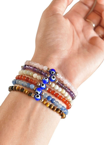 Pulseras Protectoras Con Piedras Naturales Y Ojo Turco