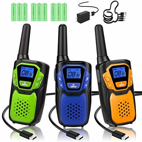 Walkie Talkies, Paquete De 3, Recargable, Facil De Usar, Fam