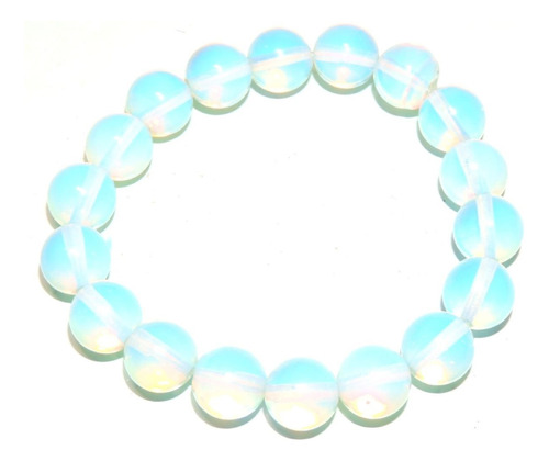 Pulsera Opalita Azul - Claro 10 Mm Bola Calidad