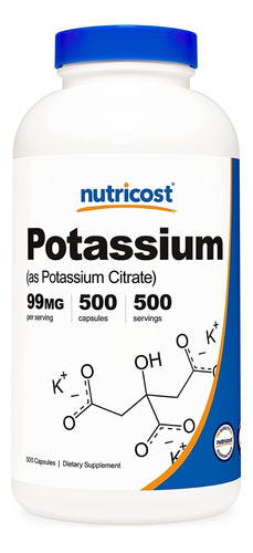 Citrato De Potasio Nutricost 99mg, 500 Capsulas