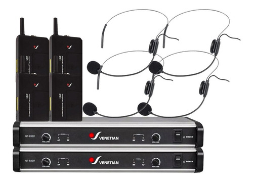 Venetian Ut-832v X2 Set 4 Microfonos Vincha Inalambricos Uhf