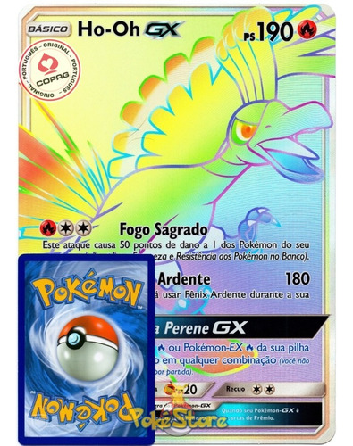 Carta Pokémon Lendário Ho-oh Gx Rainbow + Alakazan