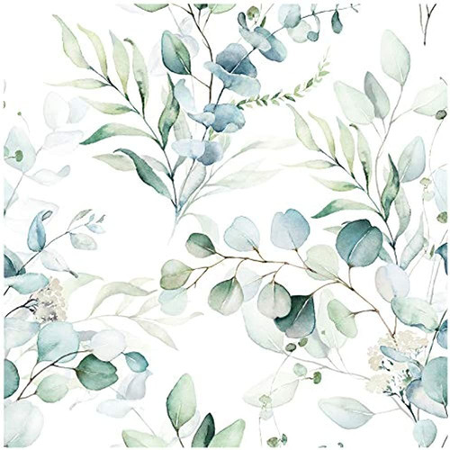 Haokhome 93042 Peel And Stick Wallpaper Green/white Eucalypt