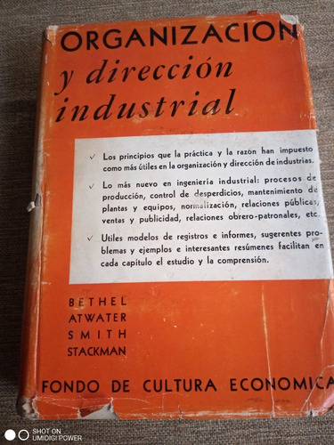 Organización Y Dirección Industrial. Bethel Atwater Smith... (Usado)