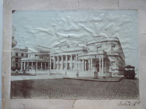 Foto Albúmina Del Teatro Solís, Tranvía Nº 43  Ca.1895