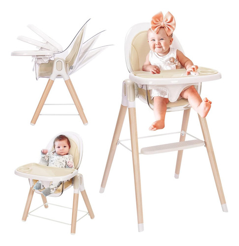 Silla Alta Para Bebés, Silla Alta De Madera Convertible 6 En