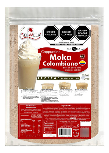 Cappuccino Moka Colombiano 1kg (frappé Mix/ Base En Polvo)