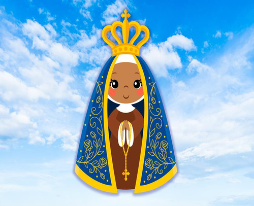 Painel Em Lona Nossa Senhora Aparecida Cute 100cm X 65cm
