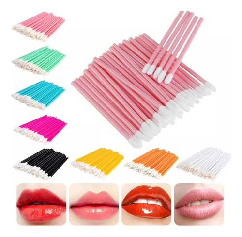 50 Lip Brush Desechable Para Pestañas Labios Microblanding F Tipo De Piel Celeste