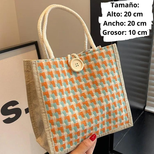 Bolsos De Damas Con Diseños Cuadrado En Tela De Lino 1