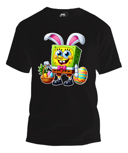 Playera Infantil Bob Esponja Conejo De Pascua Estilo Casual