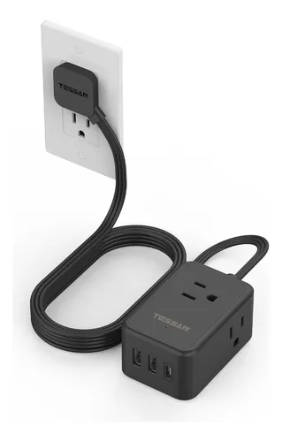 Multiple Enchufe Plano Con 1.5m 3 Salidas Ca Y 2 Puertos Usb
